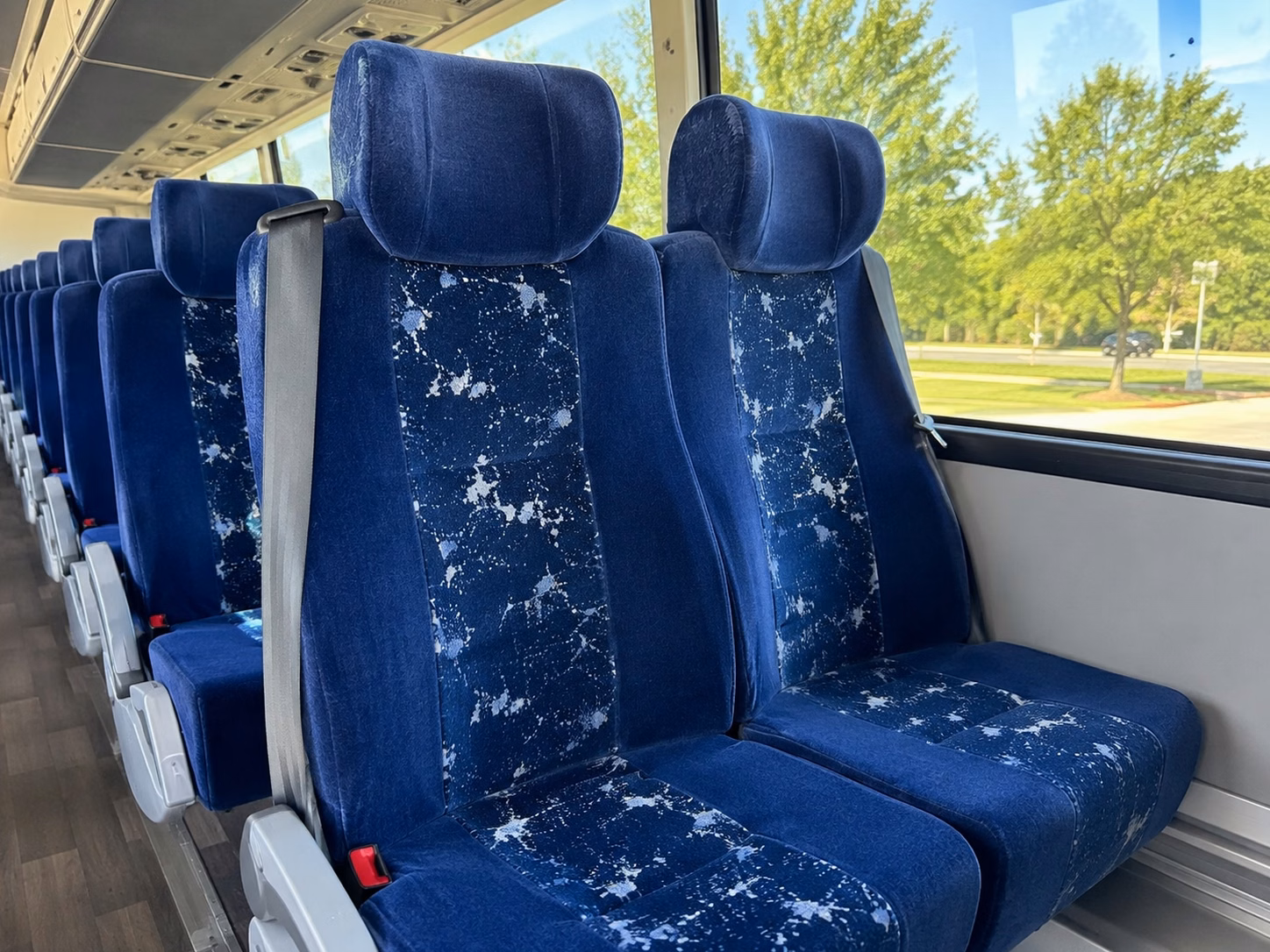 56 passenger charter bus inside